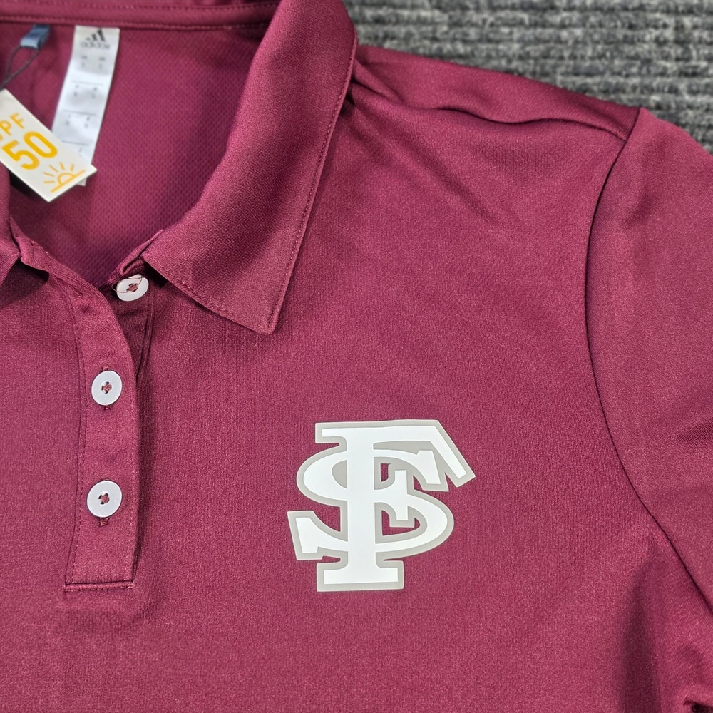 Adidas Golf Polo Shirt Womens Small Maroon NEW FSU Seminoles UPF 50 FK3676 - Picture 8 of 9